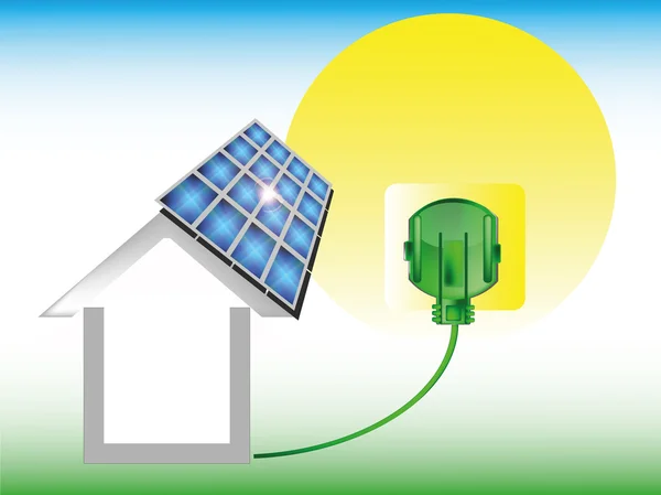 Solární energie, solární haus — Stockový vektor