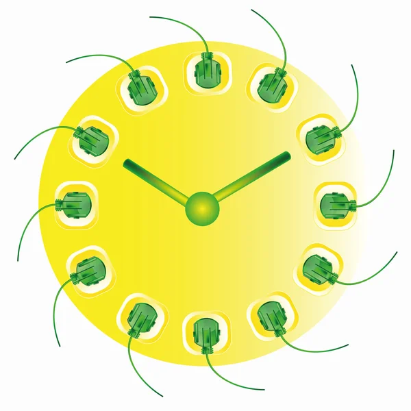 Zon energie horloge, horloge van groene energie — Stockvector