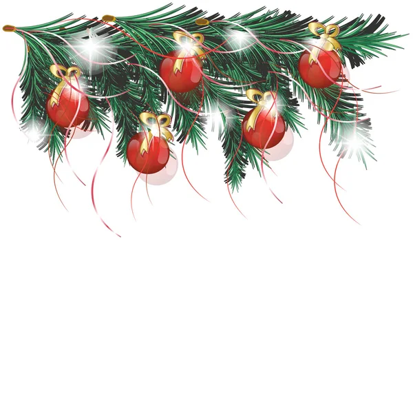 Christmas tree with red balls, background — Stock Vector