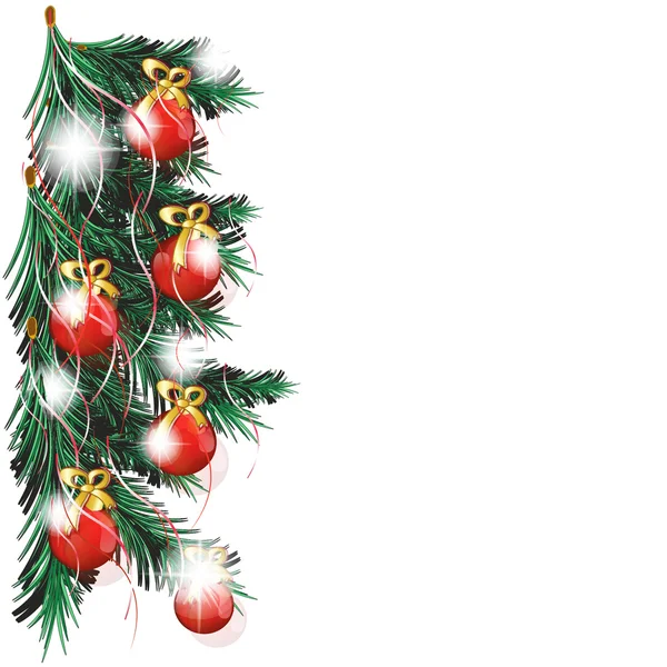 Рождественская елка с красными шарами, задний план 2 — стоковый вектор