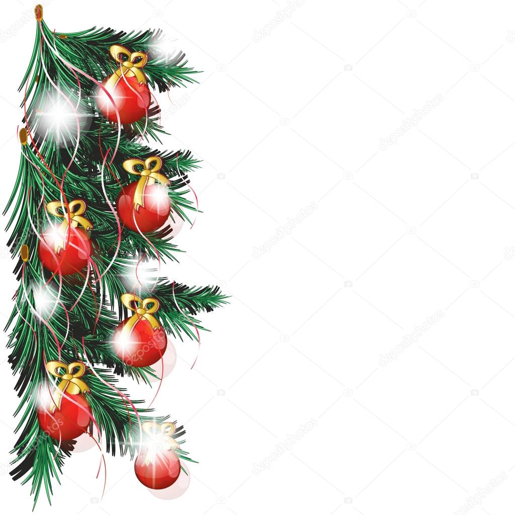 christmas tree with red balls, background 2