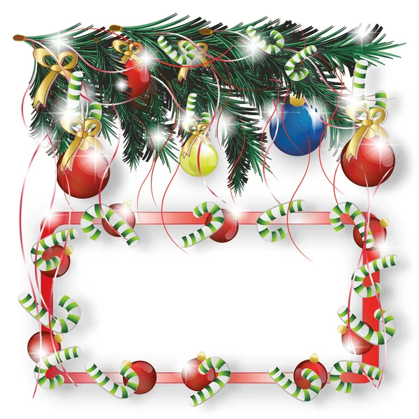 Рождественская елка с цветными шарами, фон — стоковый вектор