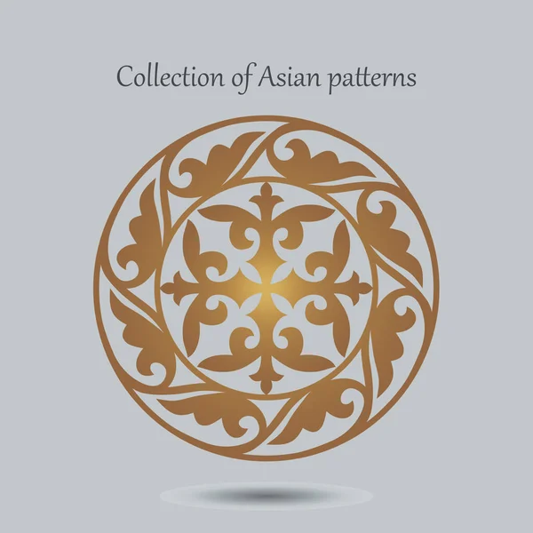 Collection Asian Pattern Gold Pattern Nomads Central Asia Amulet Circular — Stock Vector