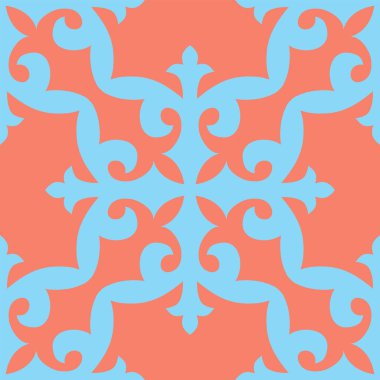 Kusursuz Kazak deseni. Doğu tarzında bir süs. Orta Asya ve Kazakistan, Kırgızistan, Moğolistan göçebelerinin Asya desenleri.