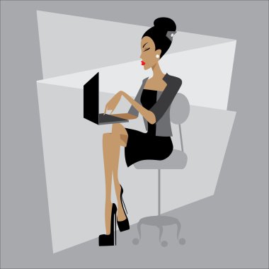 Bilgisayarlı iş kadını