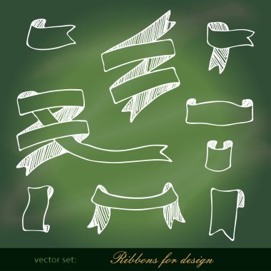 şeritleri için yazı tahtası üzerinde tasarım kümesi