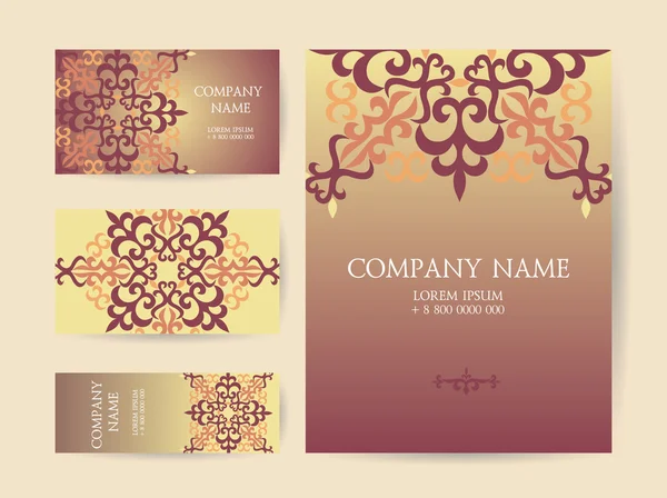 Set of business cards, invitations, and cards templates with lac — Stock Vector