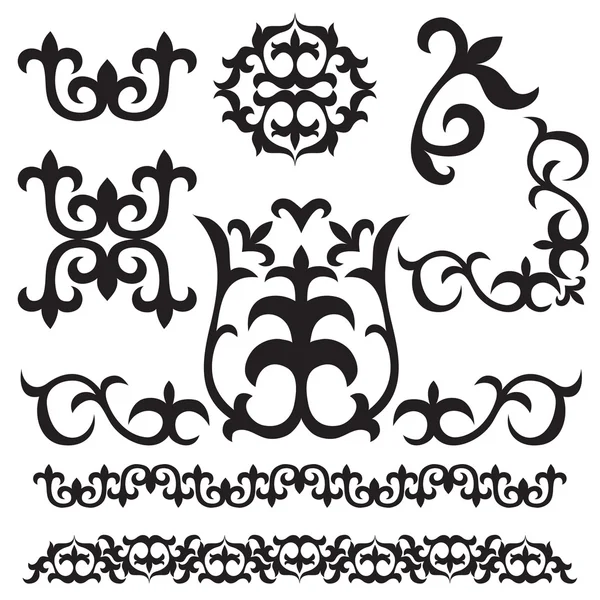 Set kazajo ornamentos asiáticos — Vector de stock