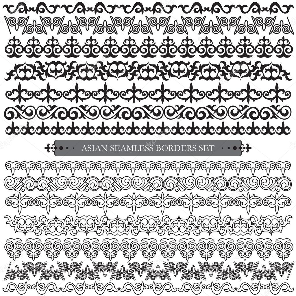 Asian, Oriental set of patterns and ornaments. Set of seamless b