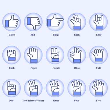 15 hand signs clipart