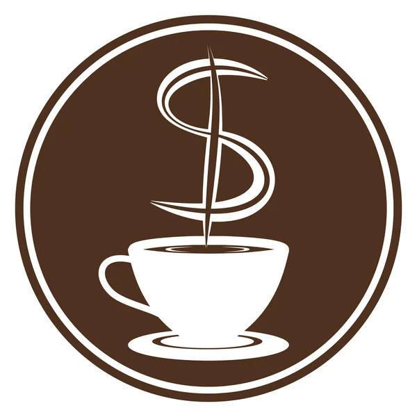 Taza de café con vapor en forma de dólar — Archivo Imágenes Vectoriales