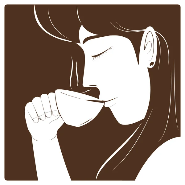 Mujer bebiendo café — Vector de stock