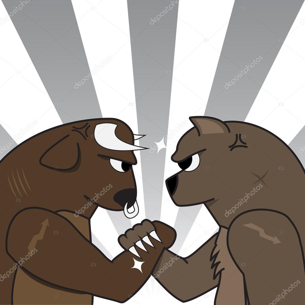Bull bears preparing to fight