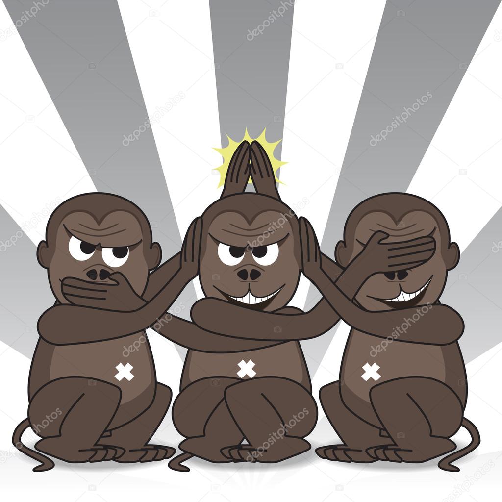 Teasing three wise monkeys