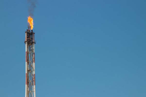 Flare on top of refinery