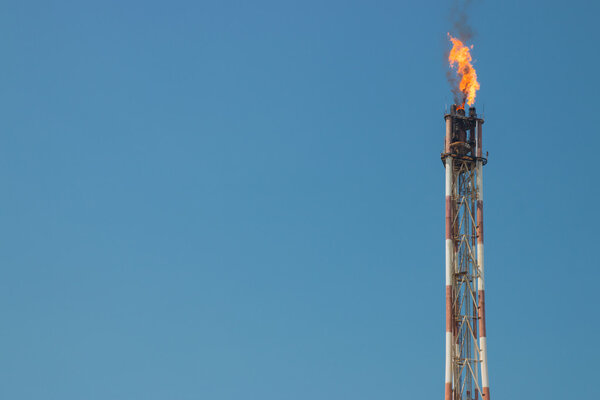 Flare on top of refinery