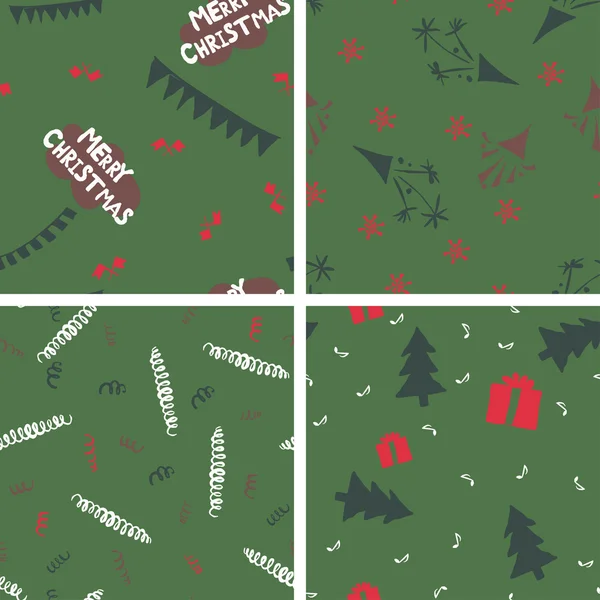 4 patrones de Navidad sin costuras — Archivo Imágenes Vectoriales