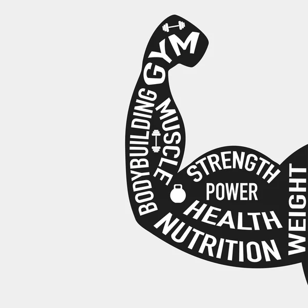 Metin ile dolu büyük kaslı kol mans