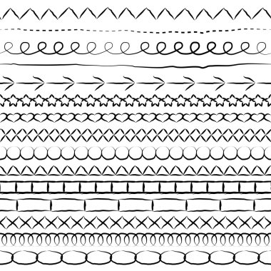Set of lines and borders from hand drawn elements clipart