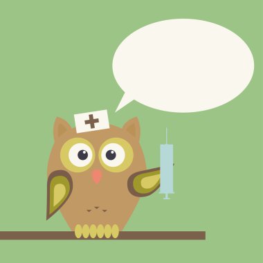 Baykuş-doktor şırınga ile