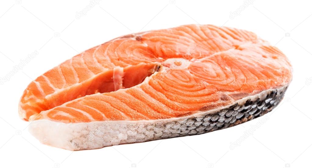 Piece of raw salmon isolated
