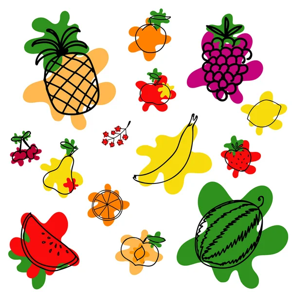Set di frutti vettoriali — Vettoriale Stock