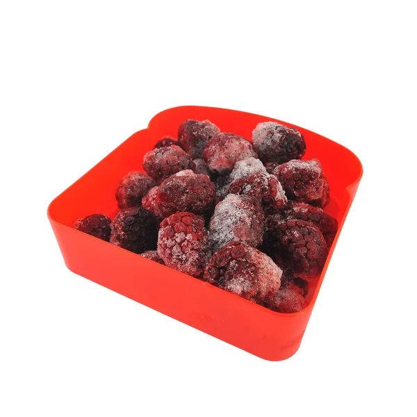 Bevroren blackberry in een rode plastic doos — Stockfoto