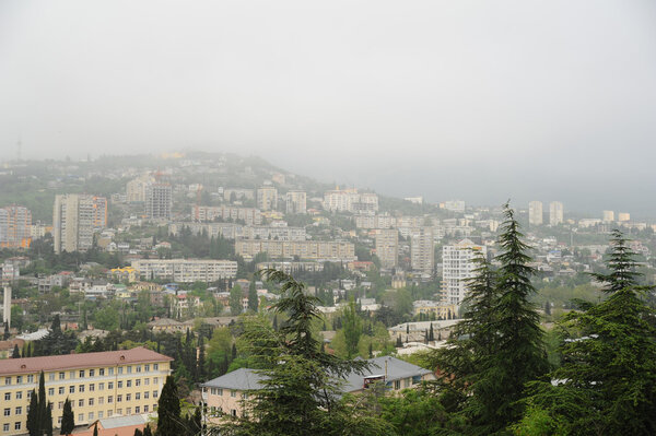 Yalta in the fog. Crimea.