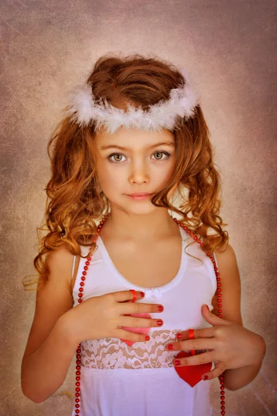 Angel girl on Valentine's Day — Stock Photo, Image