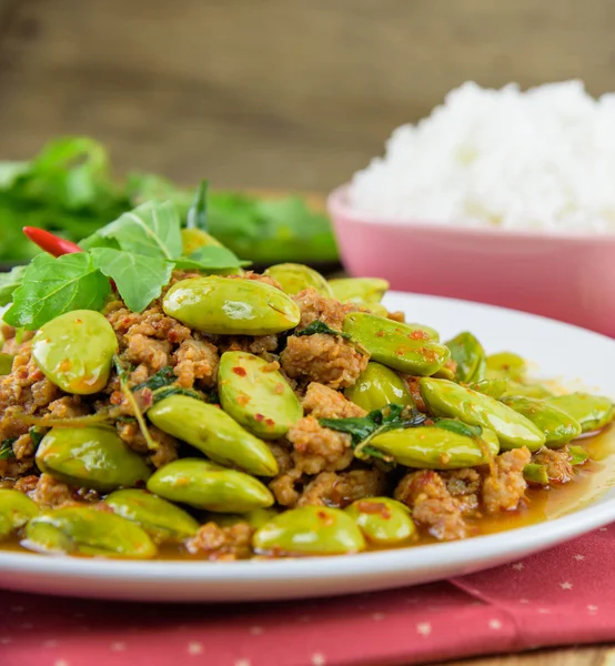 Sato fried pork curry. Southern food of Thailand