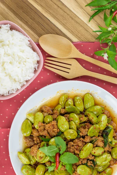 Sato fried pork curry. Southern food of Thailand