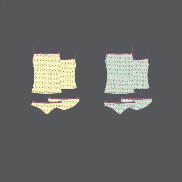 Underwear for women. Panties for women. Female T-shirt. Lingerie for girls. — Stock Vector