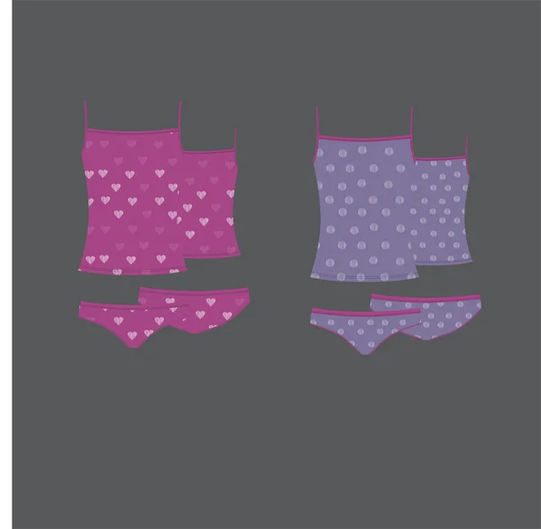 Sous-vêtements pour femmes. Culotte pour femmes. T-shirt féminin. Lingerie pour filles . — Image vectorielle