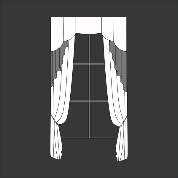 Прикраса віконних штор ескіз — стоковий вектор