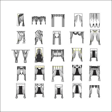 Dekorasyon pencere perdeleri kroki