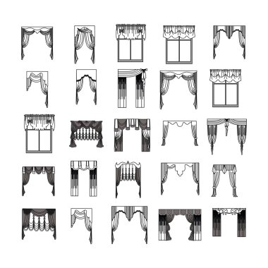 Taslak tasarım pencere perdeleri.