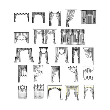 Taslak tasarım pencere perdeleri.