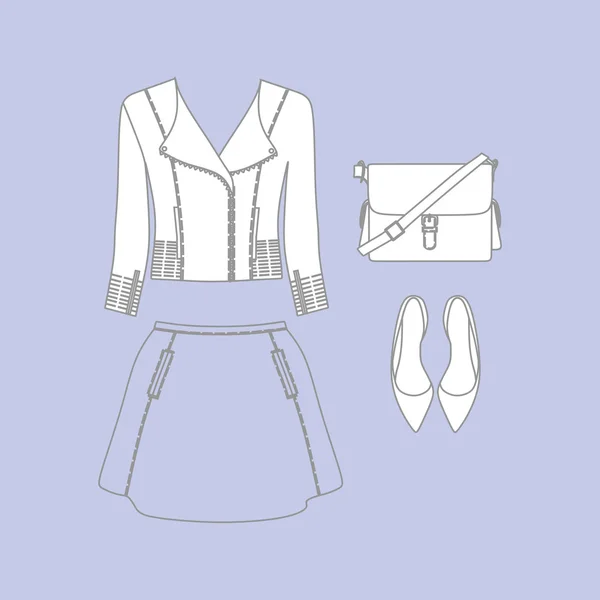 Conjunto de ropa casual de moda para mujeres — Vector de stock