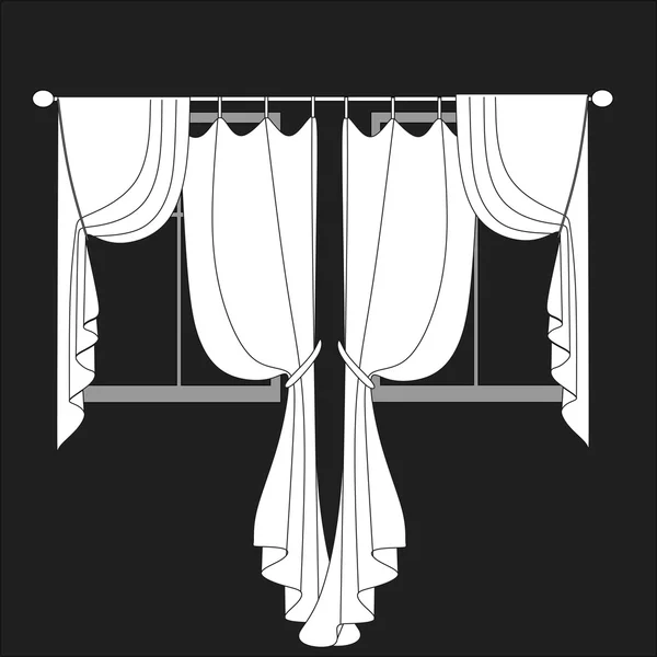 Cortinas. diseño de boceto cortinas de ventana . — Vector de stock