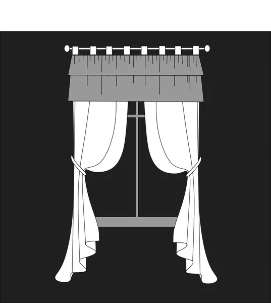 Cortinas. diseño de boceto cortinas de ventana . — Archivo Imágenes Vectoriales