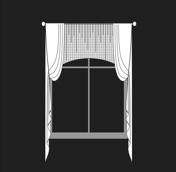 Vorhänge. Skizze Design Fenstervorhänge. — Stockvektor