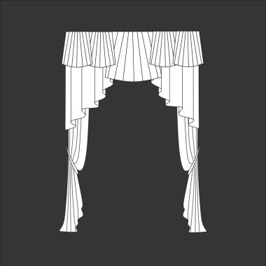 perdeler. Tasarım pencere perdeleri kroki.