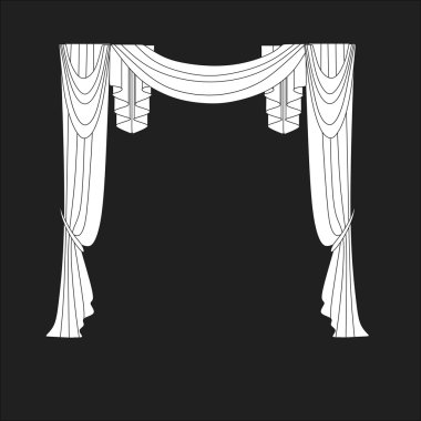 perdeler. Tasarım pencere perdeleri kroki.