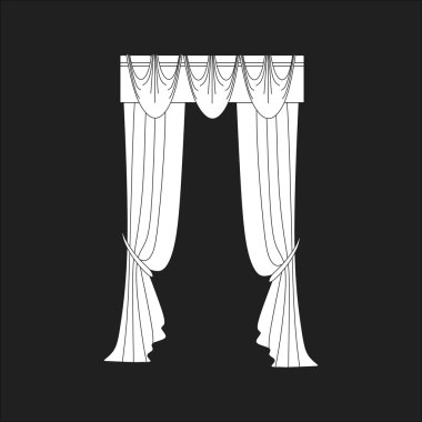 perdeler. Tasarım pencere perdeleri kroki.
