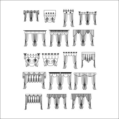 perdeler. Tasarım pencere perdeleri kroki.