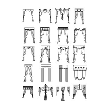 perdeler. Tasarım pencere perdeleri kroki.