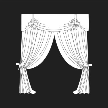 perdeler. Tasarım pencere perdeleri kroki.