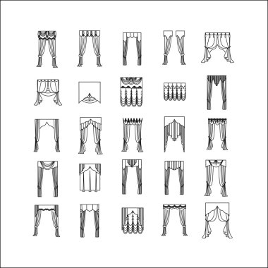 perdeler. Tasarım pencere perdeleri kroki.