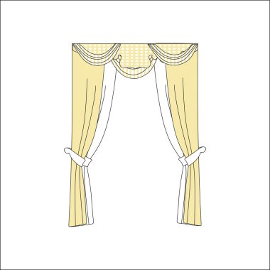 perdeler. Tasarım pencere perdeleri kroki.