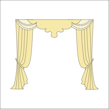 perdeler. Tasarım pencere perdeleri kroki.